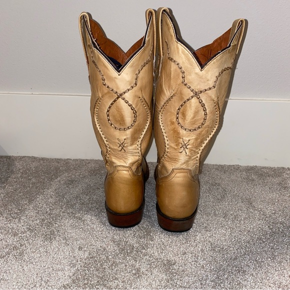 Dan Post Albany Western Cowboy Boots Men’s 10.5 D Tan Beige Leather DP26690 - Picture 4 of 9